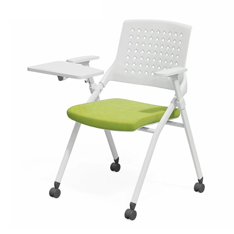 Белый с колесиками + доска для письма - зеленая подушка