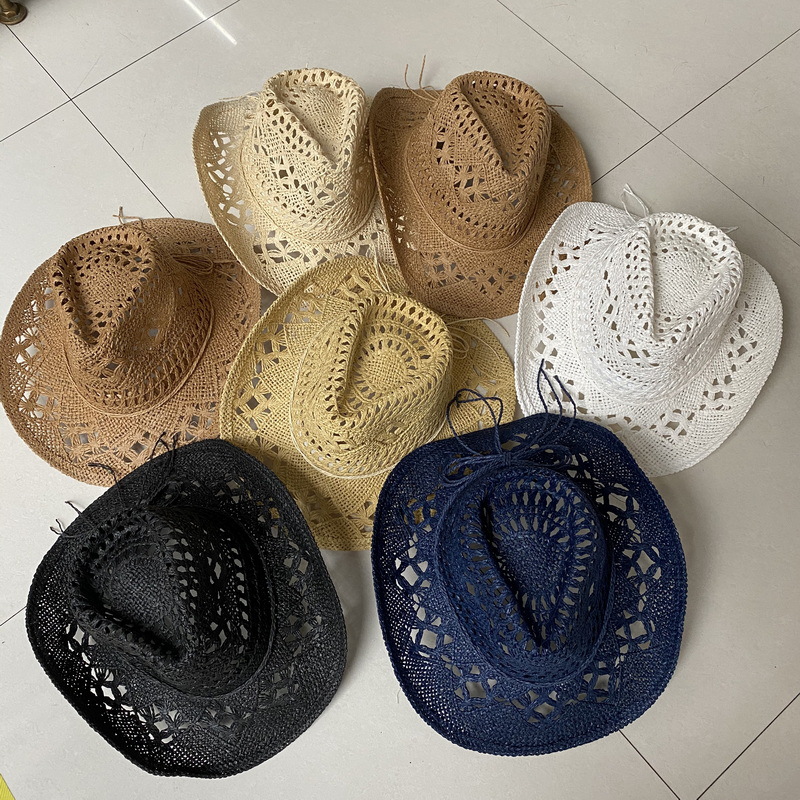 385g Weight Straw Hat Hats Type Unisex Retro Ethnic Style Bohemian Solid Color Straw Hat