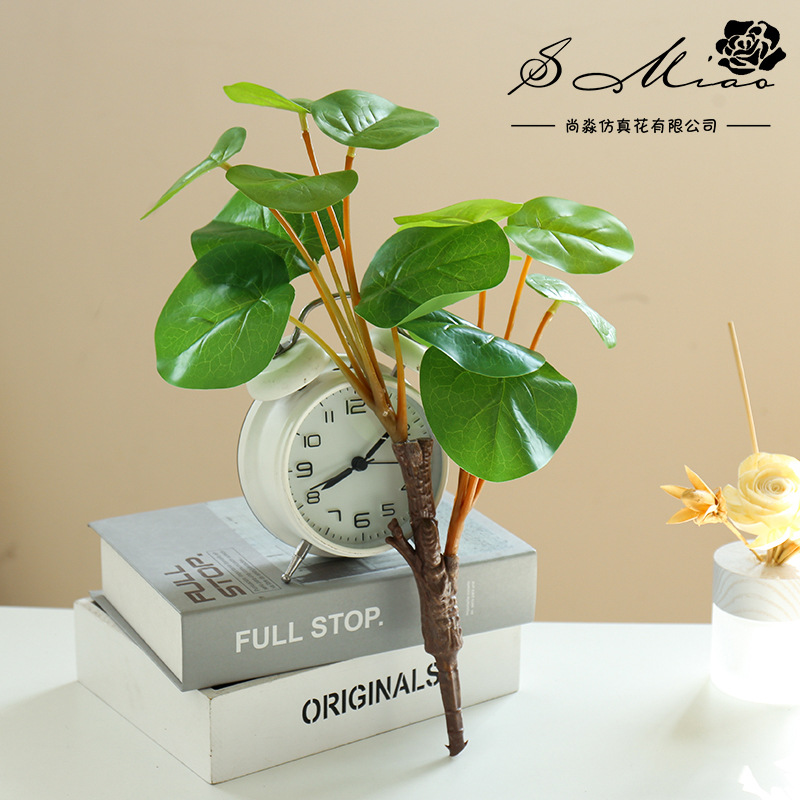 Flor artificial Planta artificial bonsai sala de estar dormitorio flor artificial creativa pequeños adornos hojas planta verde artificial bonsai Generación de cabello
