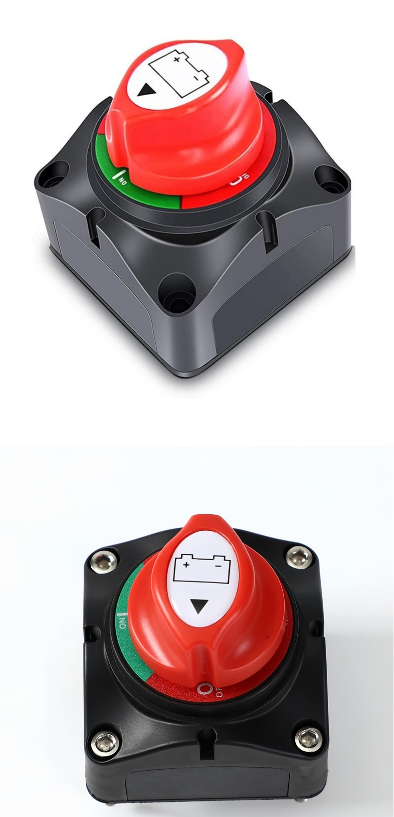 RV modified dual-copper-column two-position battery power-off switch with small cover, knob-type anti-leakage power main switch, made of pure copper