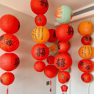 结婚红色喜字灯笼中式国风婚礼婚房装饰布置用品大全拍照道具挂件