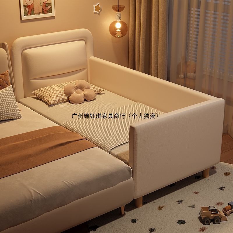 Environmentally Friendly Material Children's Splicing Bed Solid Wood Thickened Bedside Crib with Guardrail Crib Baby Splicing Large Bed