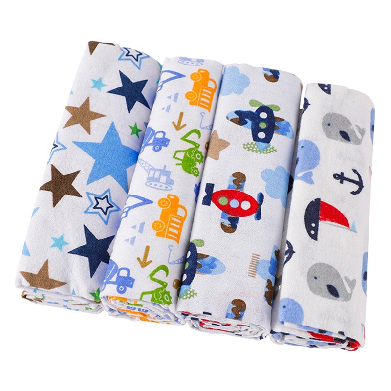 Bolsa de pañales de franela para bebés toalla 4 pcs76 * 76 bolsa de tela para recién nacidos suministros para bebés manta de impresión