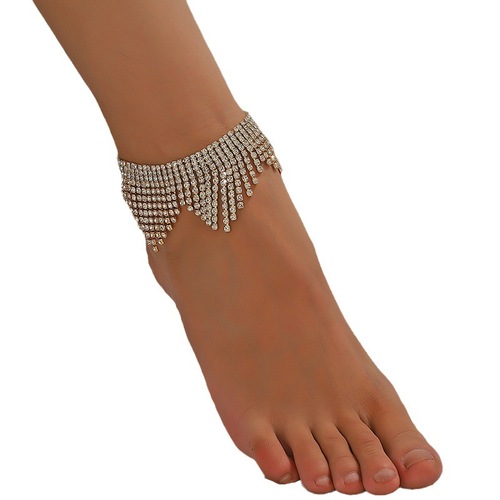 Cross-border new style tassel rhinestone anklet anklet European and American exaggerated sexy dance stage accessories multi-layer arm chain for women