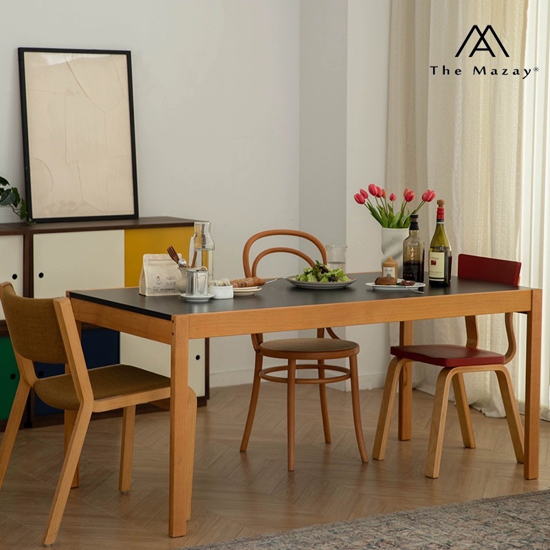 Mesa de comedor de madera maciza de estilo antiguo, apartamento pequeño a juego, mesa de comedor rectangular para el hogar retro, escritorio de oficina de sala de estar