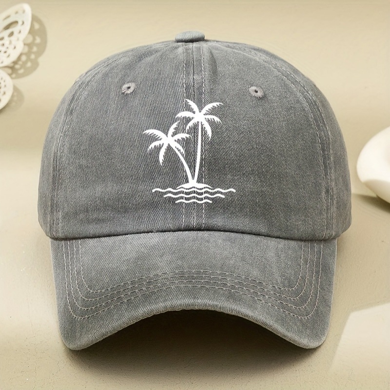 154g Weight Baseball Cap Hats Type Daily Occasion Cotton Material Coconut Tree Pattern Summer, Spring, Autumn Season Unisex Gender Printing Design Simple Style Style Curved Eaves Rim Unisex Simple Style Coconut Tree Printing Curved Eaves Baseball Cap 3