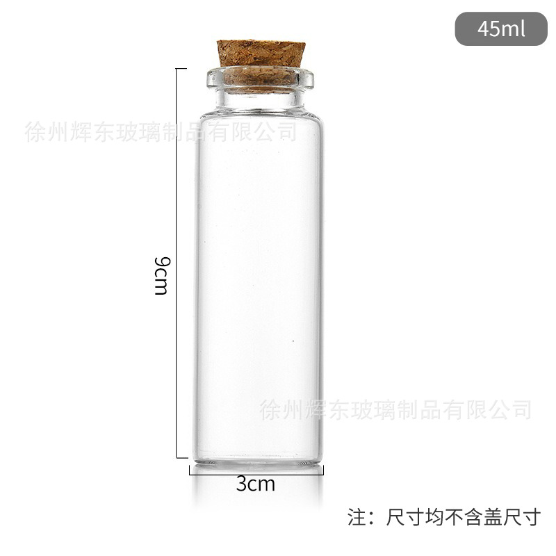 Botella de tubo de madera de alto diámetro de borosilicato de 30 mm botella de vidrio redonda botella de embalaje de cordyceps transparente botella de deseos de deriva