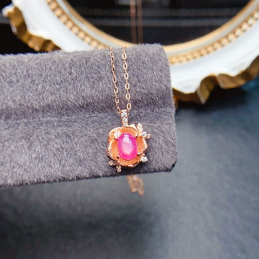 Заводская оптовая продажа популярного натурального рубинового кулона из серебра S925 с инкрустацией основного камня 5*7, горячая распродажа в Европе и Америке, дропшипинг