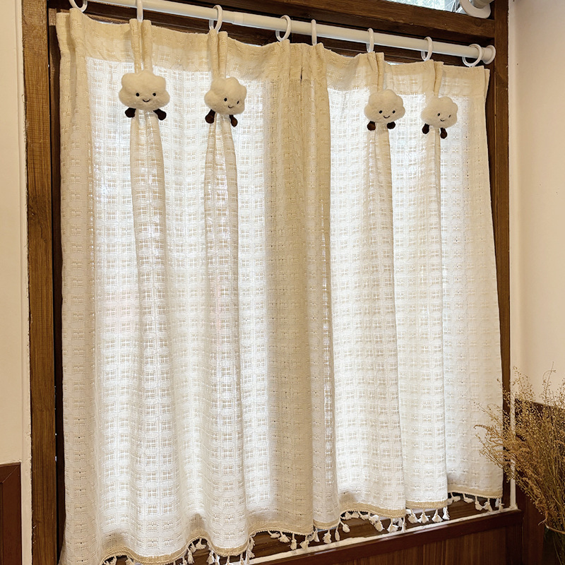 French Screen Curtain Bay Window Curtain Small Window Short Half Curtain Shade Cafe Kitchen Partition Door Curtain Cabinet Shade Ugly