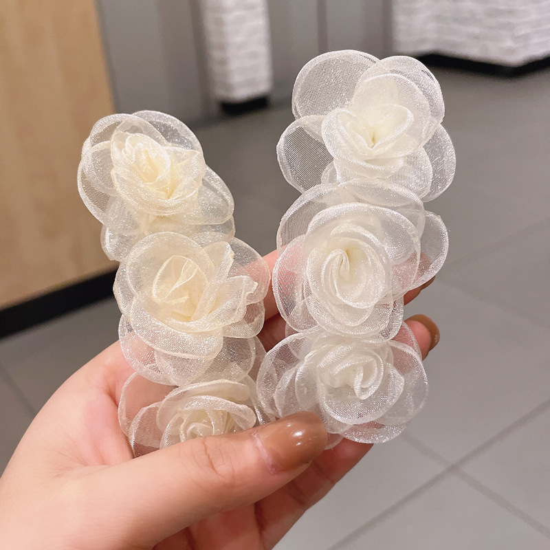 Wholesale Accessories Net Yarn Camellia Hairpin Nihaojewelry display picture 6