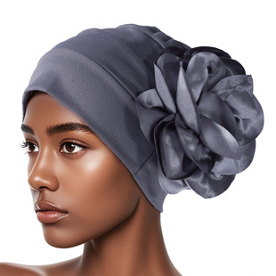 African Style Solid Color Big Flower Women's Bag Head Hat Ethnic Headwear Cross-border Source