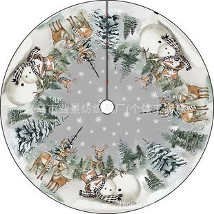 Merry Christmas Winter Snowman Snowflake Blue 36inch Christmas Overseas Purchase Tree Skirt Round Winter Snow For