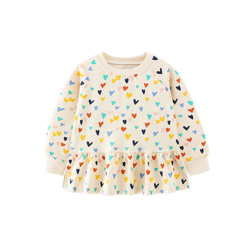 malwee girls sweatshirt autumn new printed round neck European and American children's bottoming shirt loose skirt