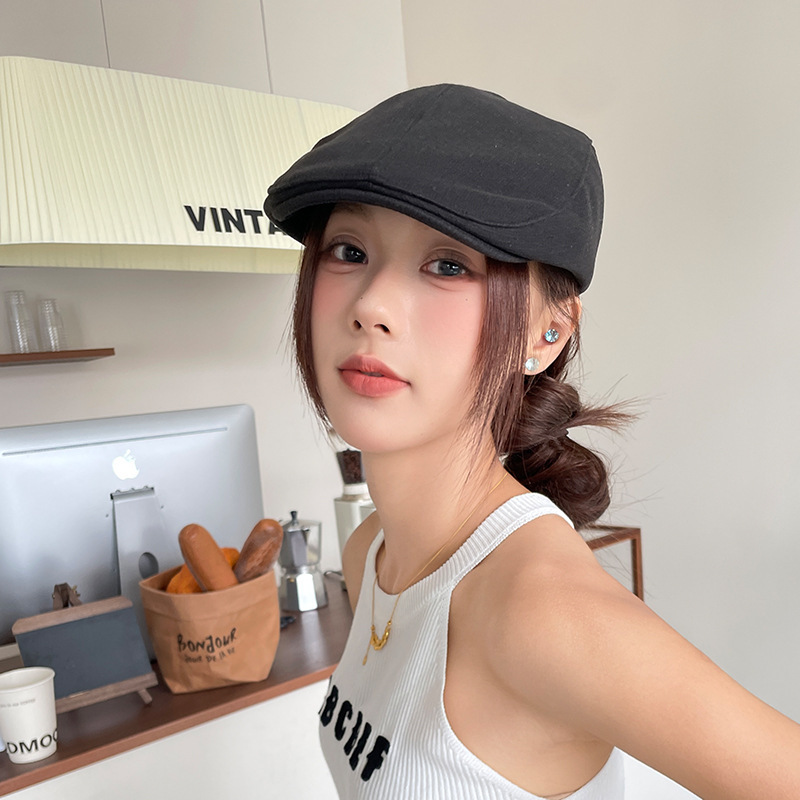 英伦风复古前进帽女夏季日系报童帽显脸小古着风反戴鸭舌画家帽子|undefined