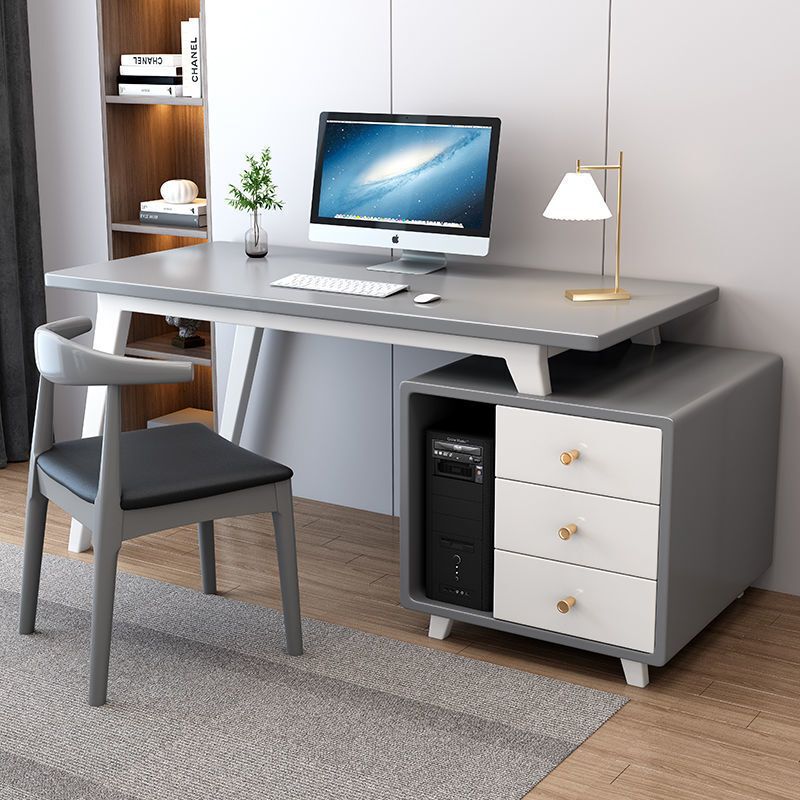 Solid Wood Desk Bookcase Integrated Corner Modern Light Luxury Computer Desk Student Home