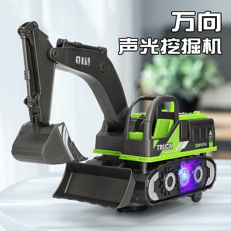 Coche de juguete de la excavadora eléctrica para niños Luz DE LA MÚSICA Modelo de simulación de vehículo de ingeniería universal