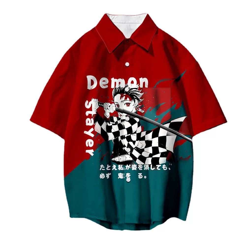 Demon Slayer T shirt 日本卡通动漫鬼灭之刃衬衫夏季男女T恤衫
