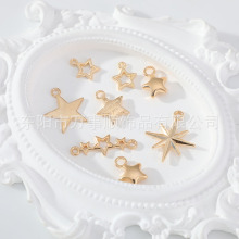 跨境新品复古锌合金kc金五角星吊坠diy手链项链手机链挂件材料包