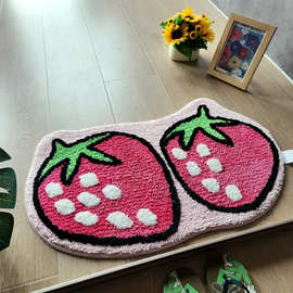 草莓樱桃地毯浴室吸水地垫卧室防滑脚垫入户进门厚实垫子可以水洗