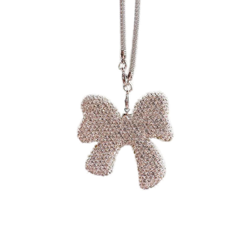 Letter bow clay car interior accessories pendant ladies rhinestone car rearview mirror pendant pendant