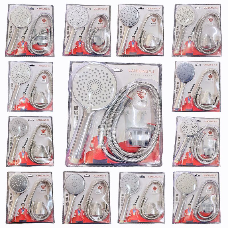 Supercharged Shower Set Blister Three-Piece Shower Head Five-Speed Large Panel Handheld Shower Head
