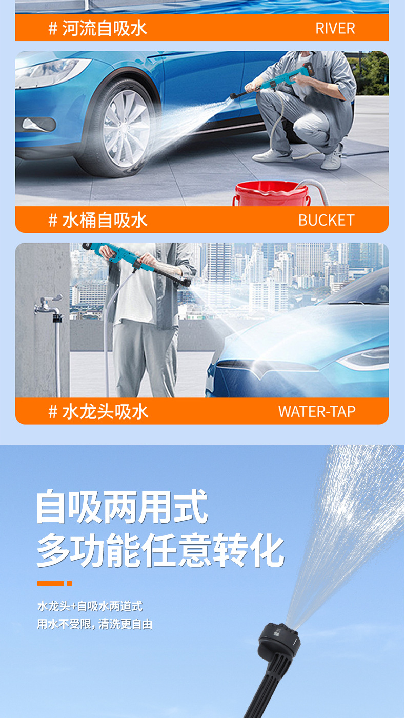 Design Cleaning Machine Car Wash Artifact High Pressure Car Wash Water Gun Wholesale Portable Car Lithium Battery Wireless Lithium Battery Car Wash Machine