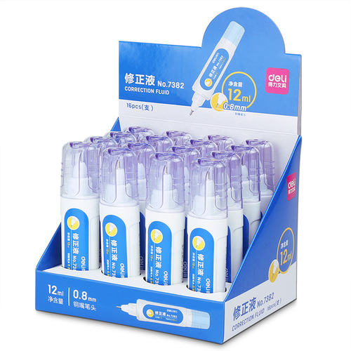 Deli 7283/7284/7382 students use large-capacity erasing handwriting correction fluid correction fluid correction fluid quick-drying