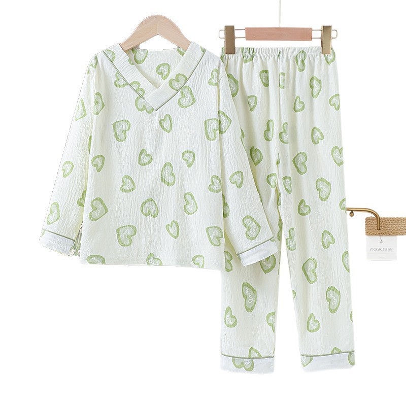 Niños niñas nubes pijamas de algodón set de cuello en V pantalones de manga larga dibujos animados lindos primavera y otoño ropa para el hogar de niños mayores