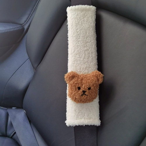 毛绒小熊头儿童汽车安全带护肩保护套婴儿座椅宝宝推车肩带防磨套