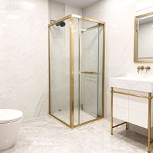 厂家极简方形大移门淋浴房 酒店家用工程L型淋浴间钢化玻璃隔断