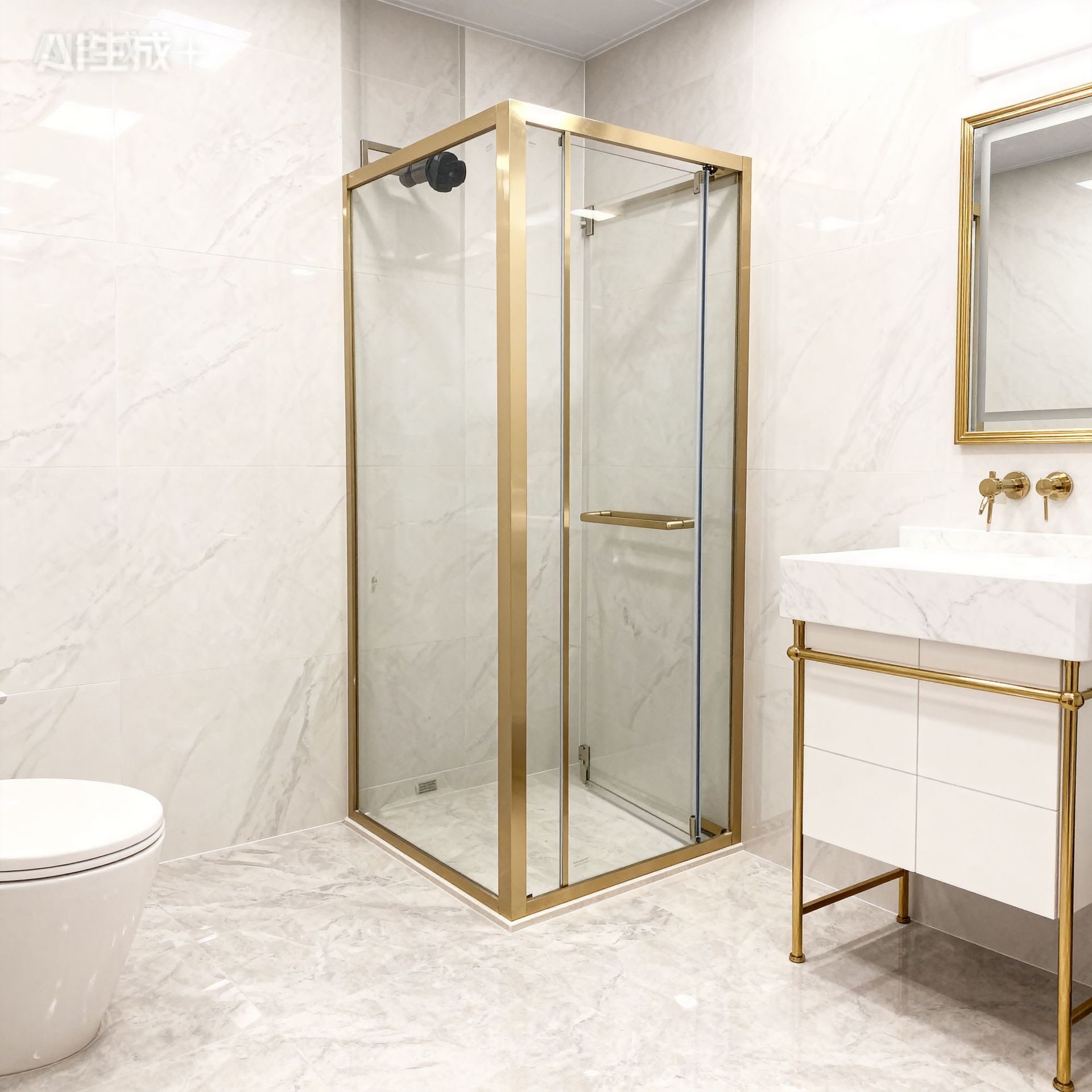 厂家极简方形大移门淋浴房 酒店家用工程L型淋浴间钢化玻璃隔断