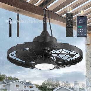 Cross-Border Amazon 110V Outdoor Fan Chandelier Nordic Fan Lamp Restaurant Living Room Balcony Silent Ceiling Lamp