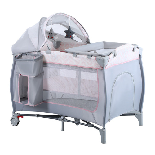 Cross-border supply source foldable mobile baby crib convenient baby bed multi-functional crib bedside bed factory wholesale