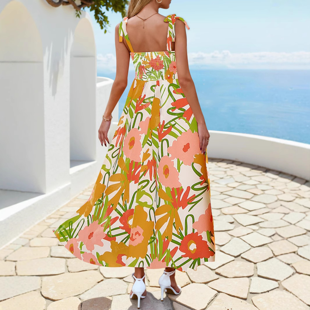 2026 Summer Commute Style Women Sleeveless Printed Long Camisole Dress_ecoleips.com