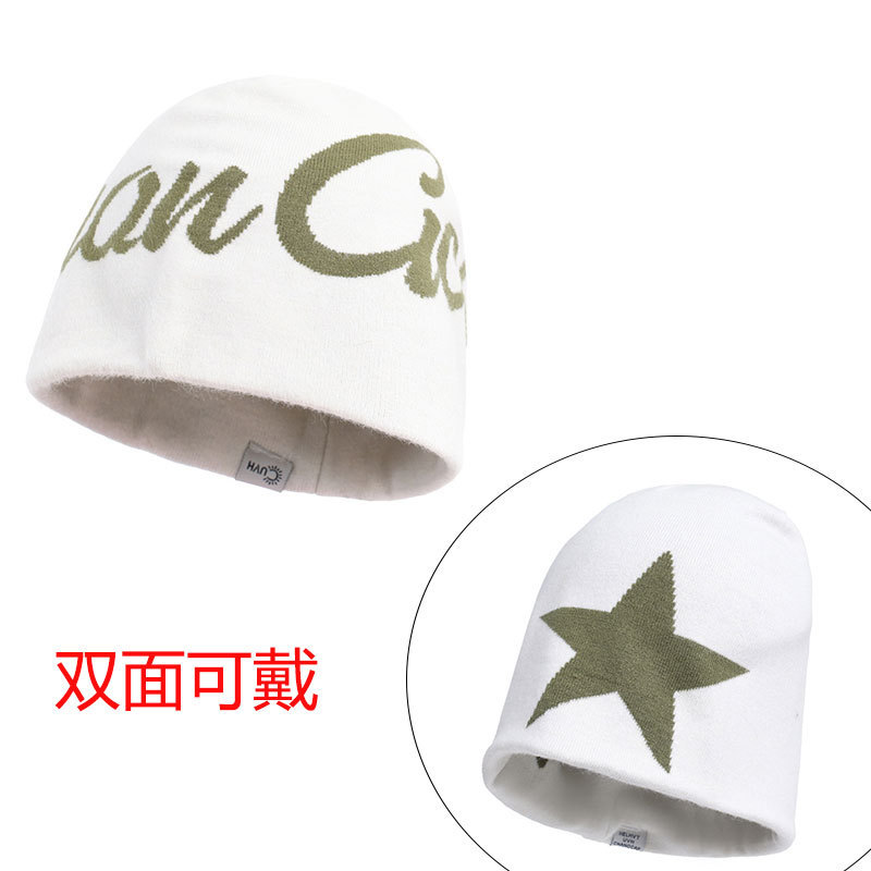 双面可戴跨境针织包头帽子男女简约百搭护耳堆堆帽户外运动毛线帽|undefined