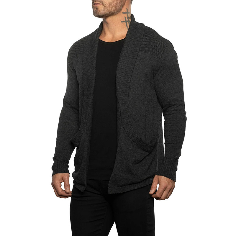 2024 autumn and winter New Amazon independent station solid color cardigan sweater with pockets casual men's long sleeve jacket 2024 autumn and winter New Amazon independent station solid color cardigan sweater with pockets casual men's long sleeve jacket