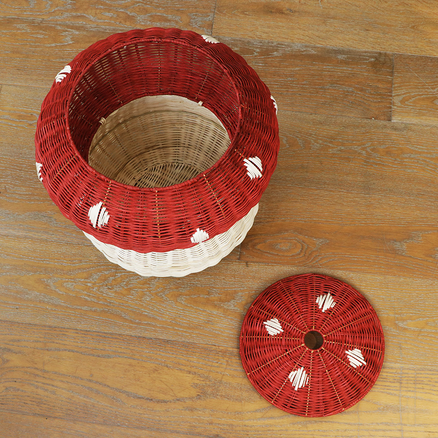 Cesta de almacenamiento de juguetes para niños en forma de hongo nórdico tela de caña canasta de peluche sala de estar caja de almacenamiento de dormitorio