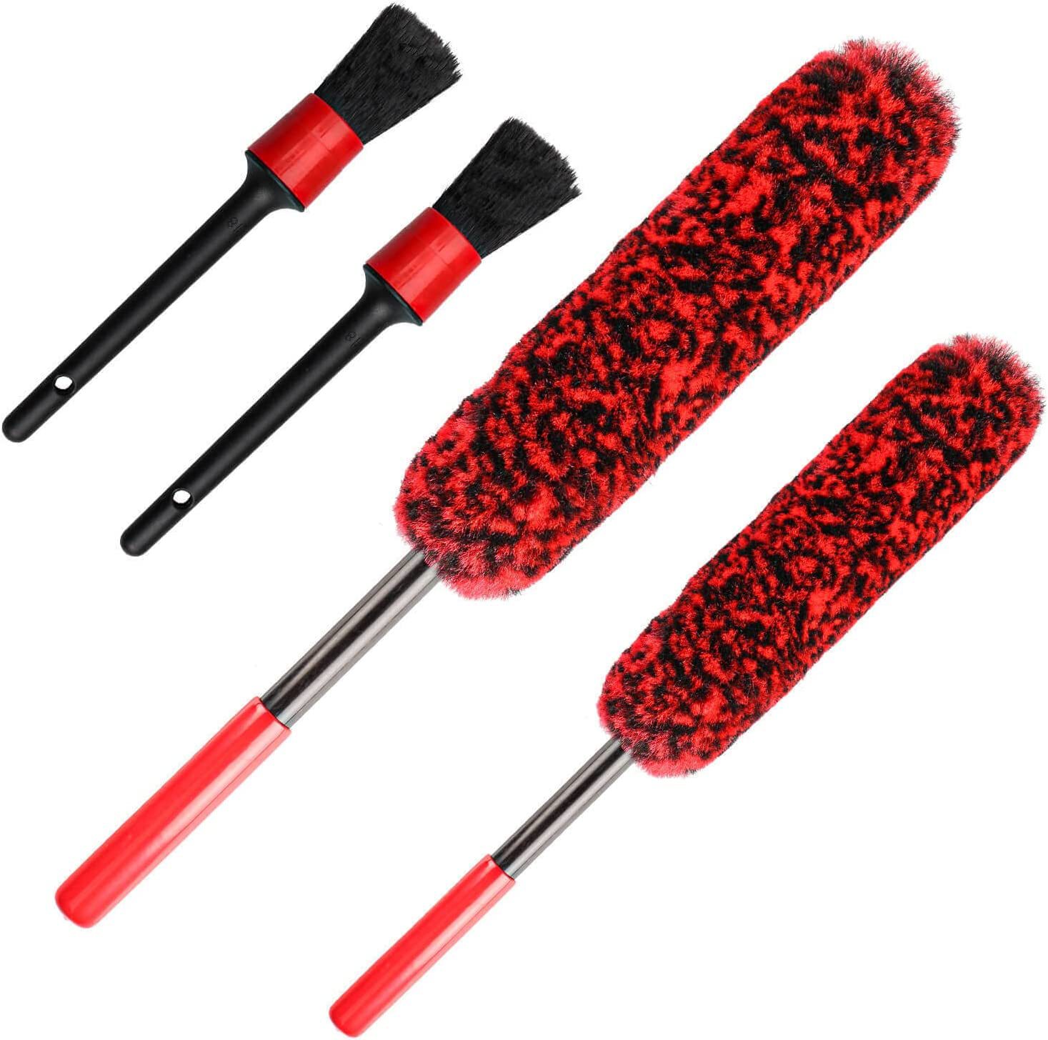 4件套洗车套件车轮钢圈刷仿羊毛材质汽车清洁轮毂刷