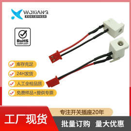 厂家DC电源插座DC-005C-1.35针35135白色焊线端子线加工长度定制