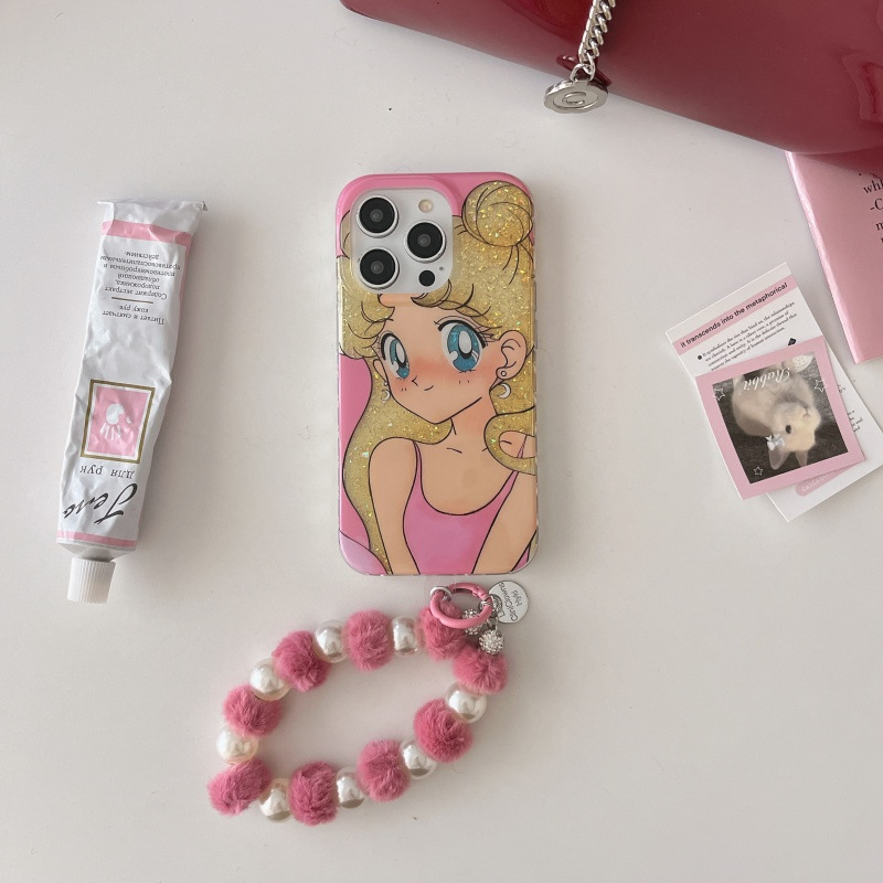 Dibujos animados de chicas hermosas de anime japonés para Apple 15promax flash iPhone 16pro funda para teléfono móvil 13/14