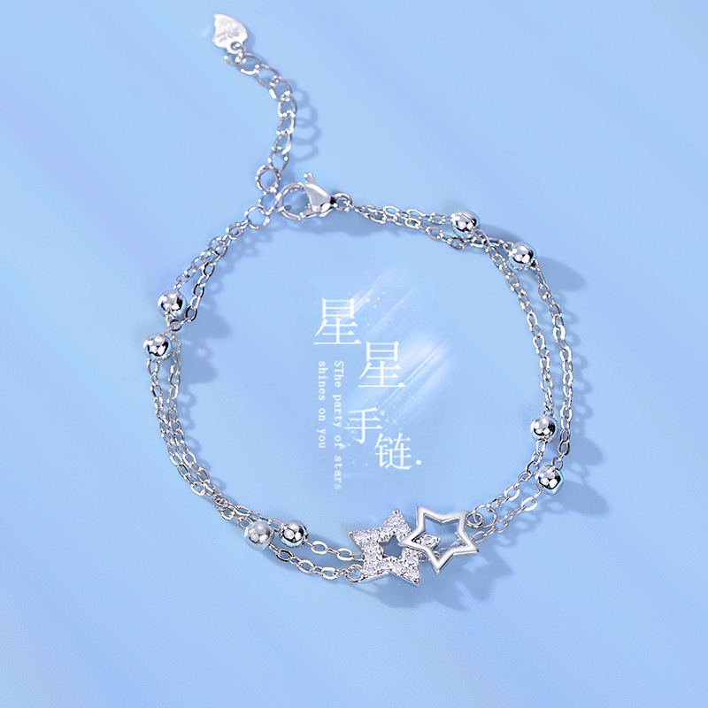 S925 Silver Star Bracelet Girls Summer Light Luxury Exquisite ins Niche Design 2022 New Fashion Birthday Gift