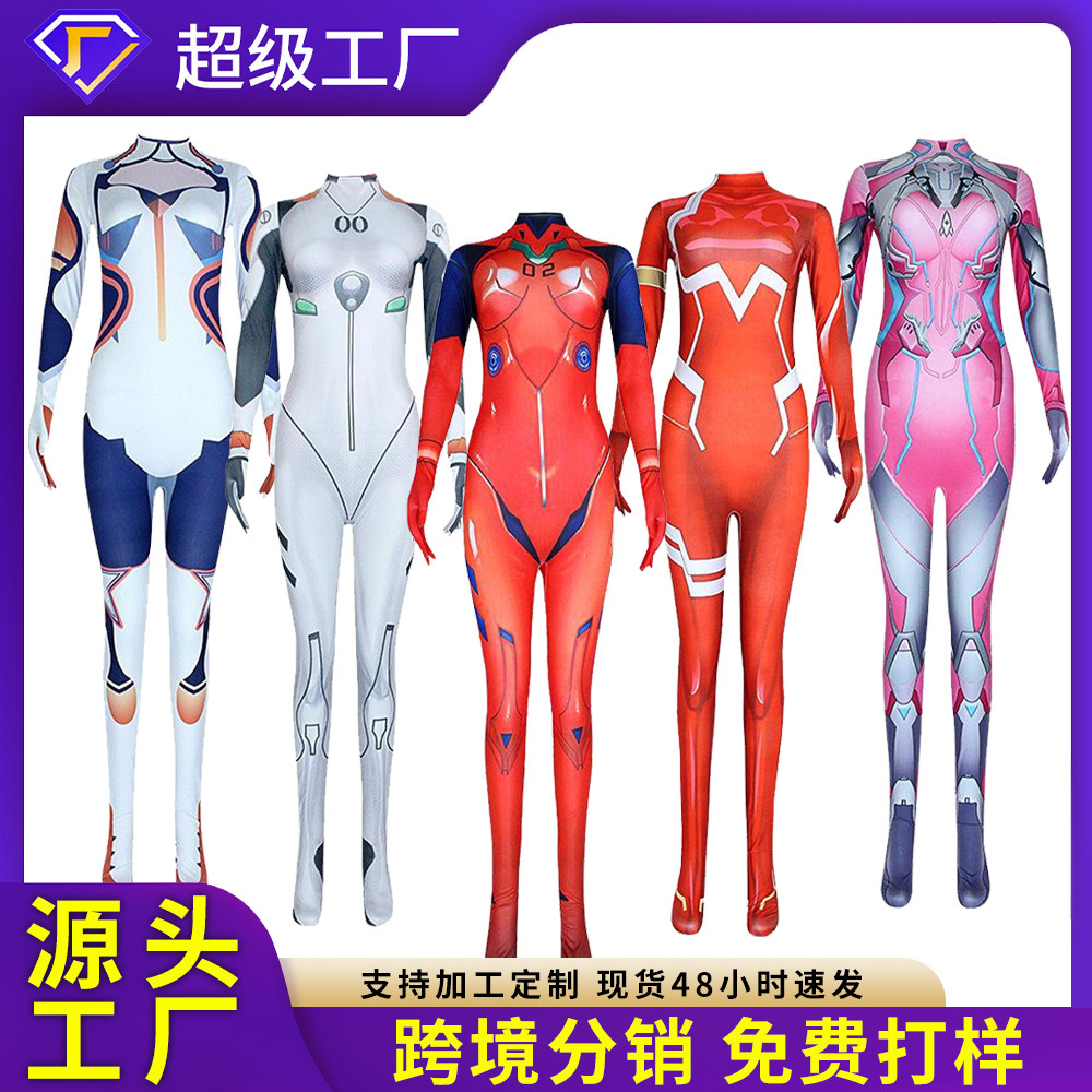 Body ajustado de Halloween DVA Da Ji 5Zero two02 Overwatch Kiana Ayanami Rei cosplay Evangelion battle.