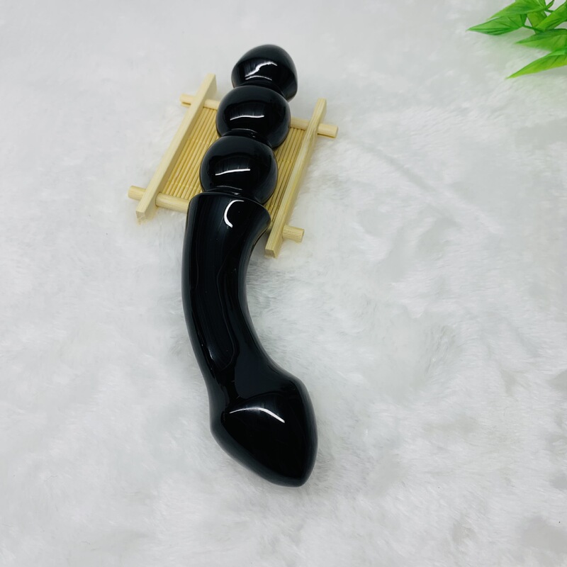 天然水晶黑曜石雕刻原石水晶按摩棒 图 13