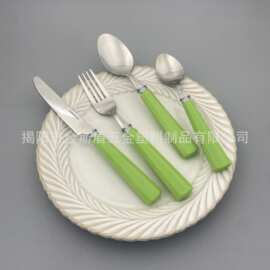 厂家欧美南美24件套定制复古彩色不锈钢刀叉勺16件套餐具套装