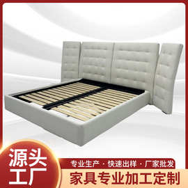现代简约卧室软包天使床意大利宽屏1.8米双人主卧布艺床跨境热销