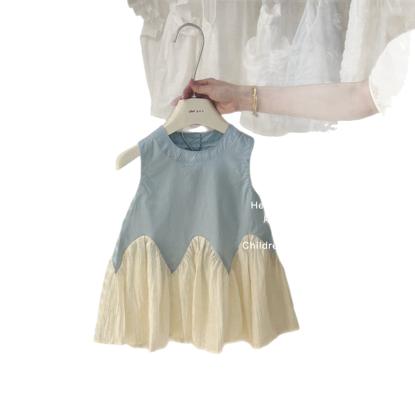 [Xianning Seven] Falda de chaleco Estética de ballet Falda de cola de pez para niñas Diseño de costura de encaje Sentido de la falda de la princesa del bebé