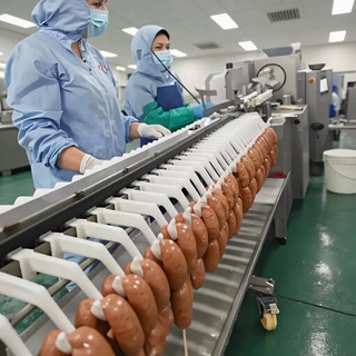 速冻牛肉丸加工流水线 红肠腊肠生产流水线 火腿肠灌肠打卡一体机
