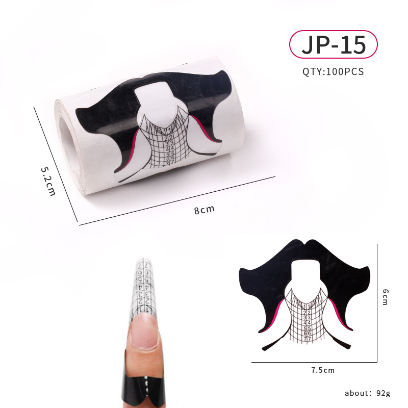 Soporte de papel de uñas de herradura extensión de fototerapia de cristal herramienta de uñas arte de uñas mariposa mosca titular de dedo rectangular 100 unids/rollo