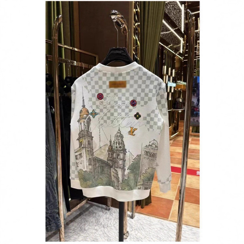 Autumn Simple European Style Old Money Supreme Letter Embroidery Craft Long-Sleeve Patchwork Trendy Brand Light Luxury Ins Sweatshirt