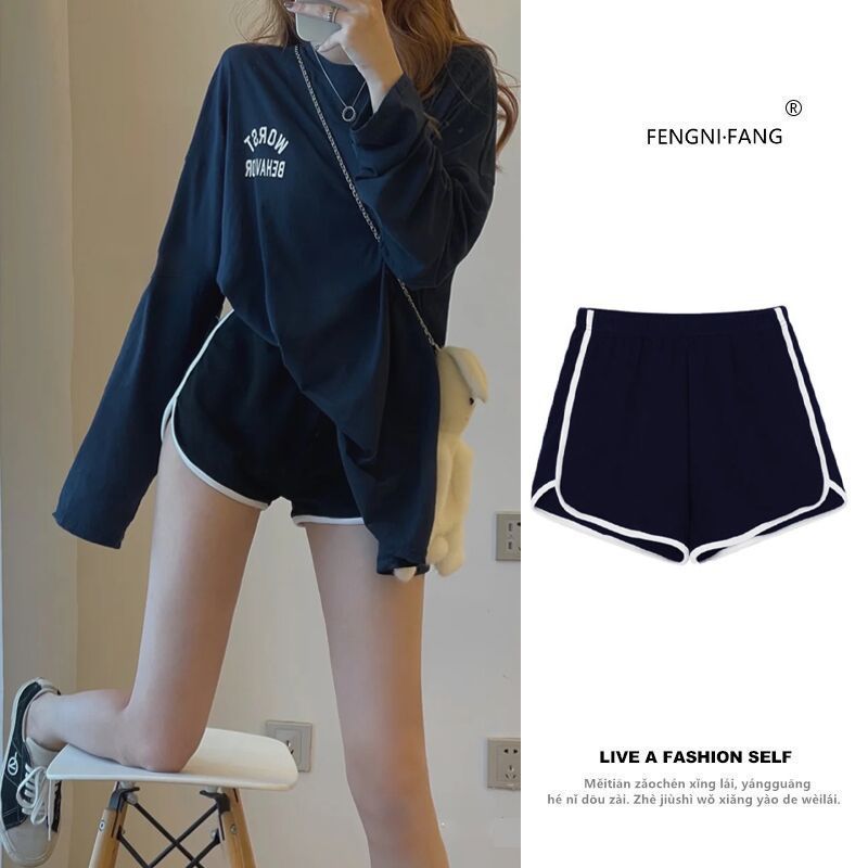 스포츠 반바지 여성용 요가 피트니스 슬림 방지 3 부 바지 A 라인 핫 팬츠 여름 캐주얼 슬리핑 팬츠